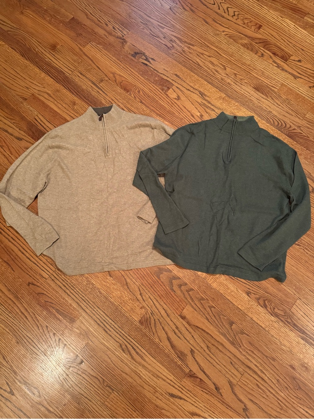 2 Allen Solly Cashmere Sweaters in Olive Green and Taupe